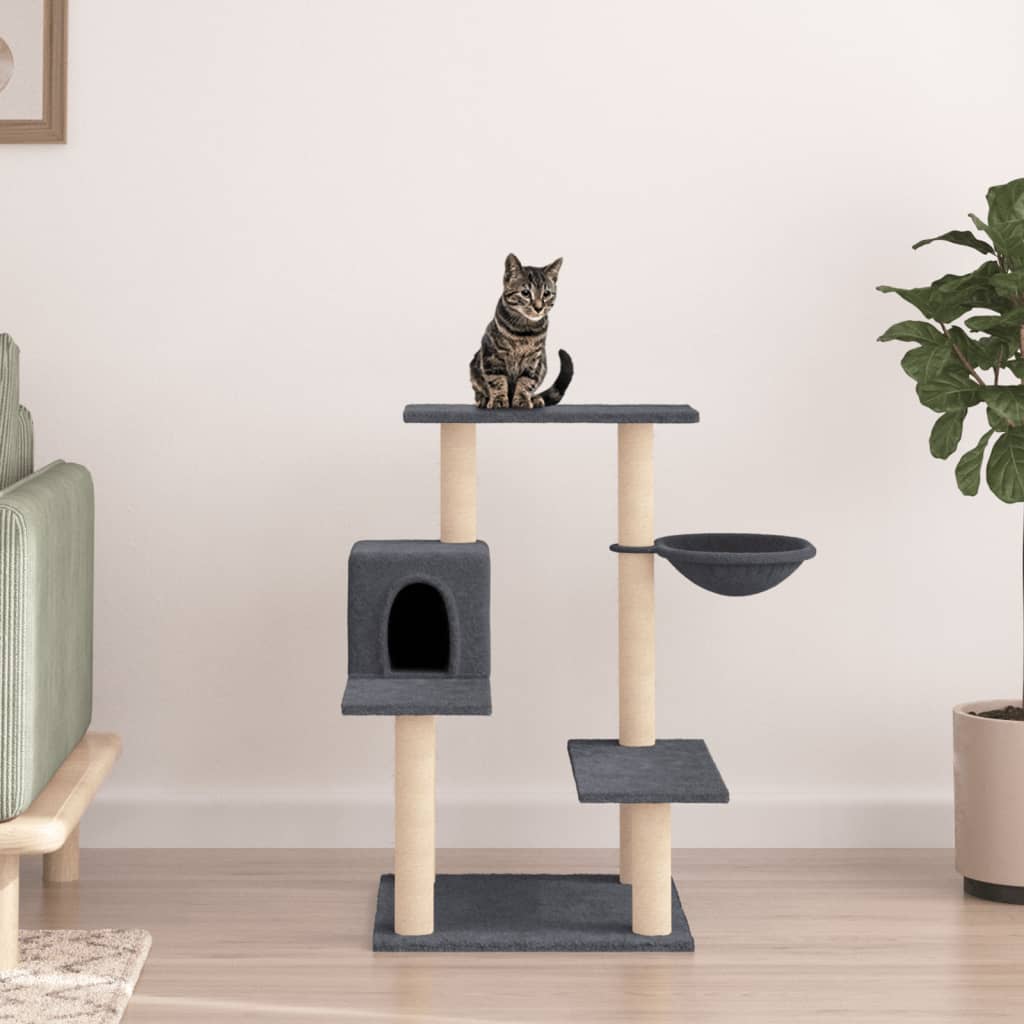 Cat Tree with Sisal Scratching Posts Dark Grey 82.5 cm - Sid & Sam