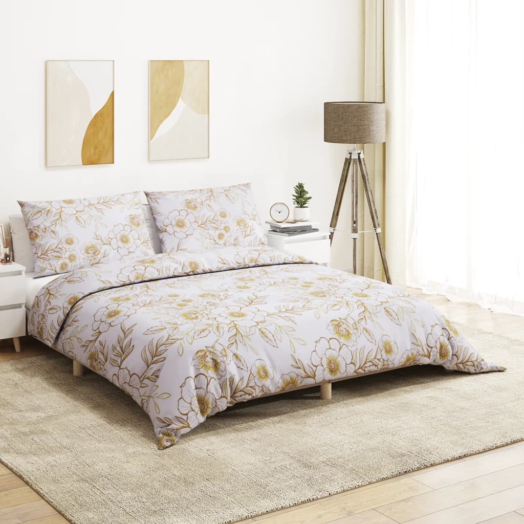 Duvet Cover Set White and Brown 240x220 cm Cotton - Merkel Designers
