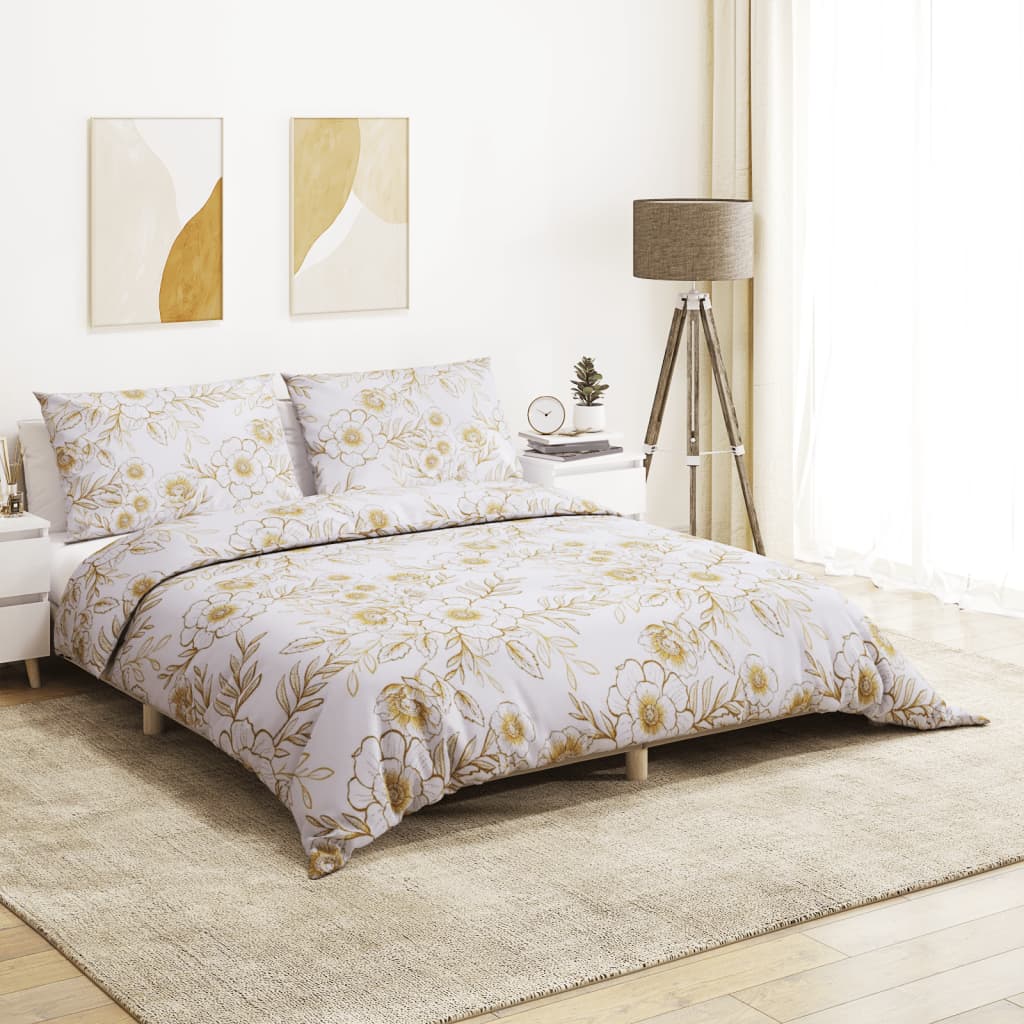 Duvet Cover Set White and Brown 260x240 cm Cotton - All Things Good