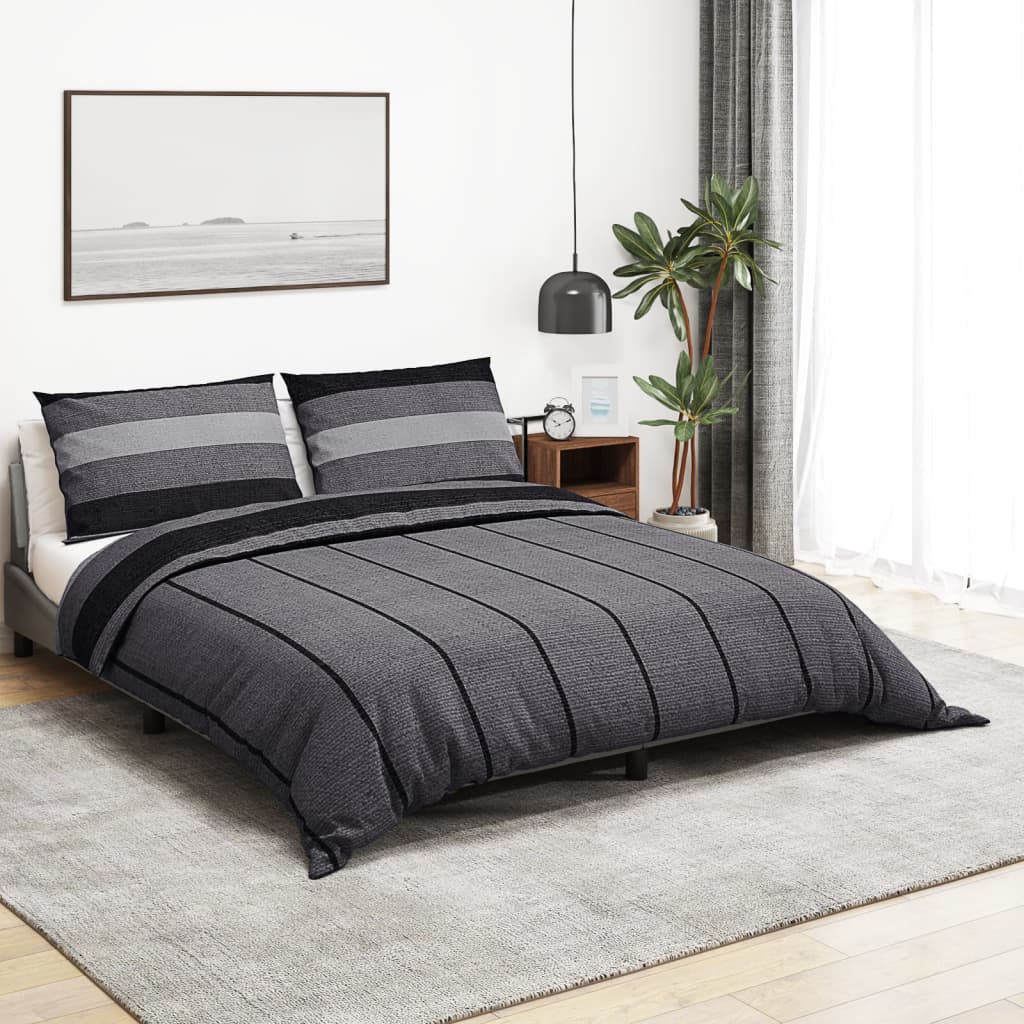 Duvet Cover Set Dark Grey 140x200 cm Cotton - All Things Good