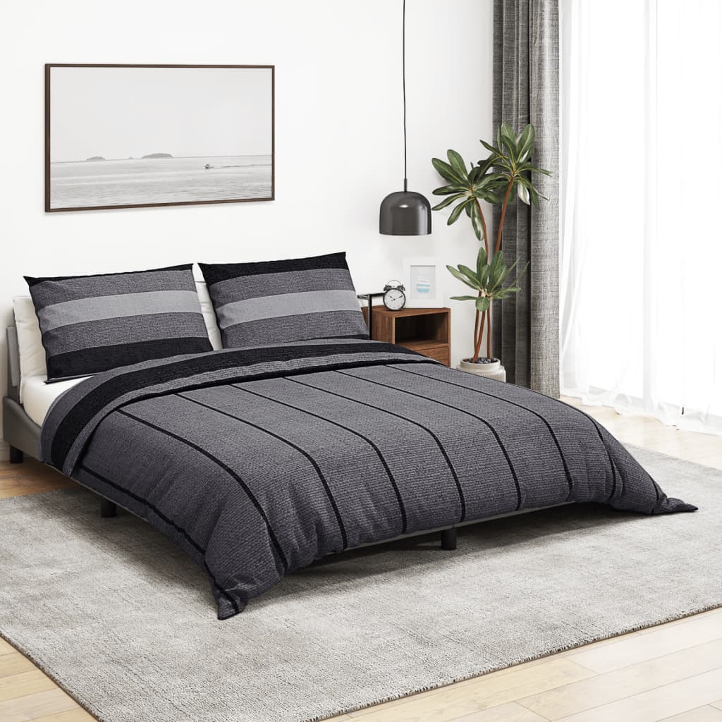 Duvet Cover Set Dark Grey 220x240 cm Cotton - All Things Good