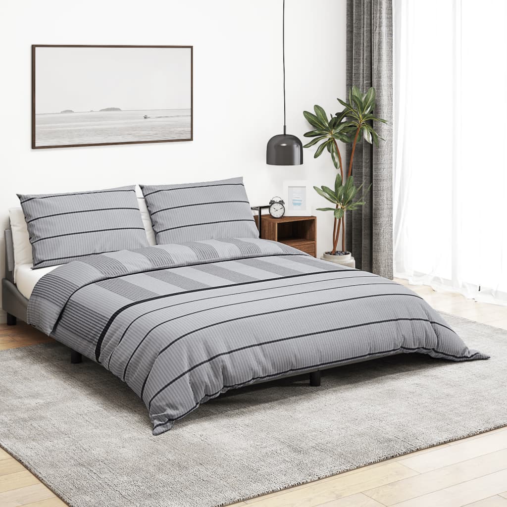 Duvet Cover Set Grey 240x220 cm Cotton - All Things Good
