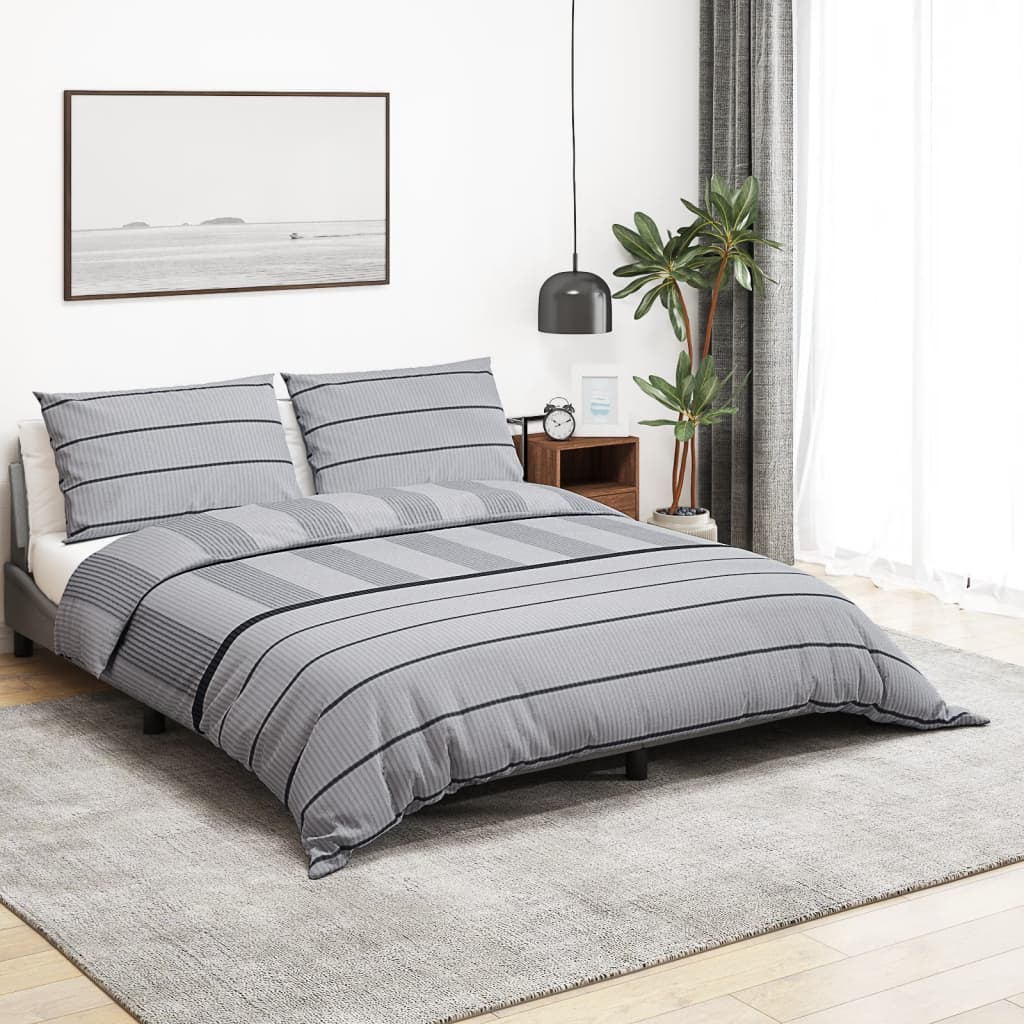 Duvet Cover Set Grey 200x200 cm Cotton - All Things Good