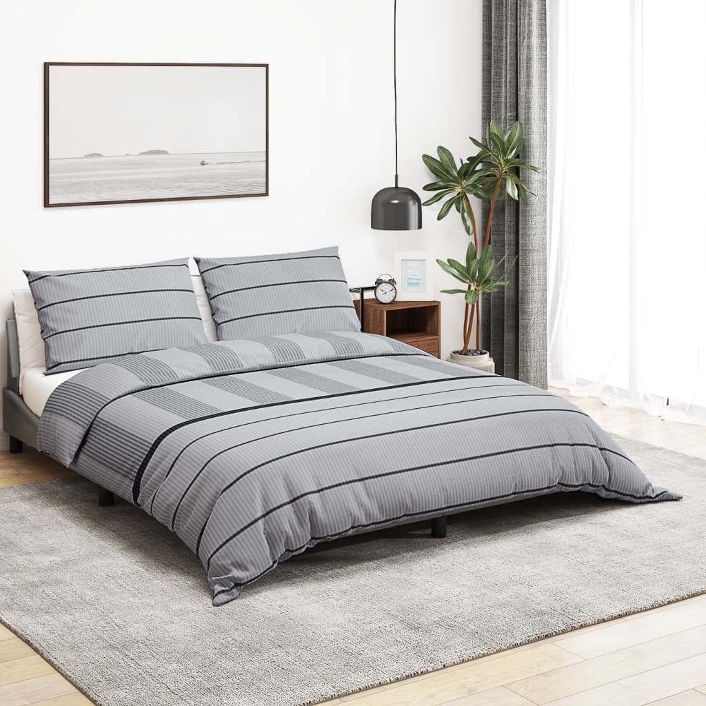 Duvet Cover Set Grey 200x200 cm Cotton - All Things Good