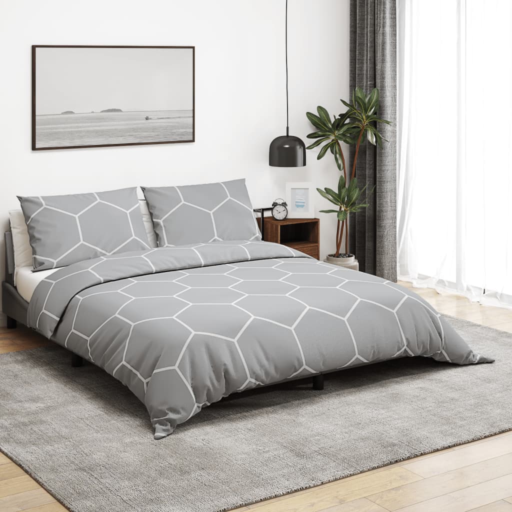 Duvet Cover Set Grey 200x200 cm Cotton - All Things Good