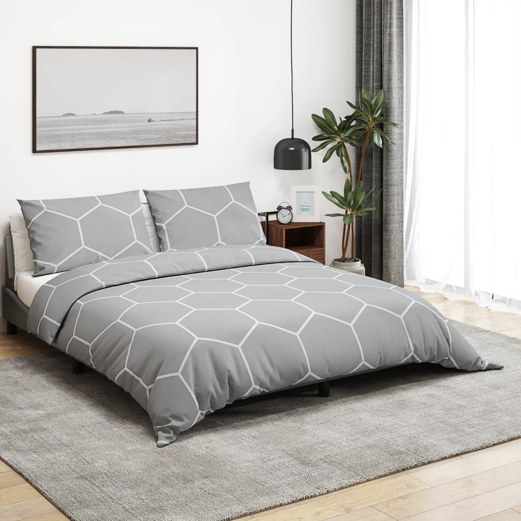 Duvet Cover Set Grey 140x200 cm Cotton - Merkel Designers