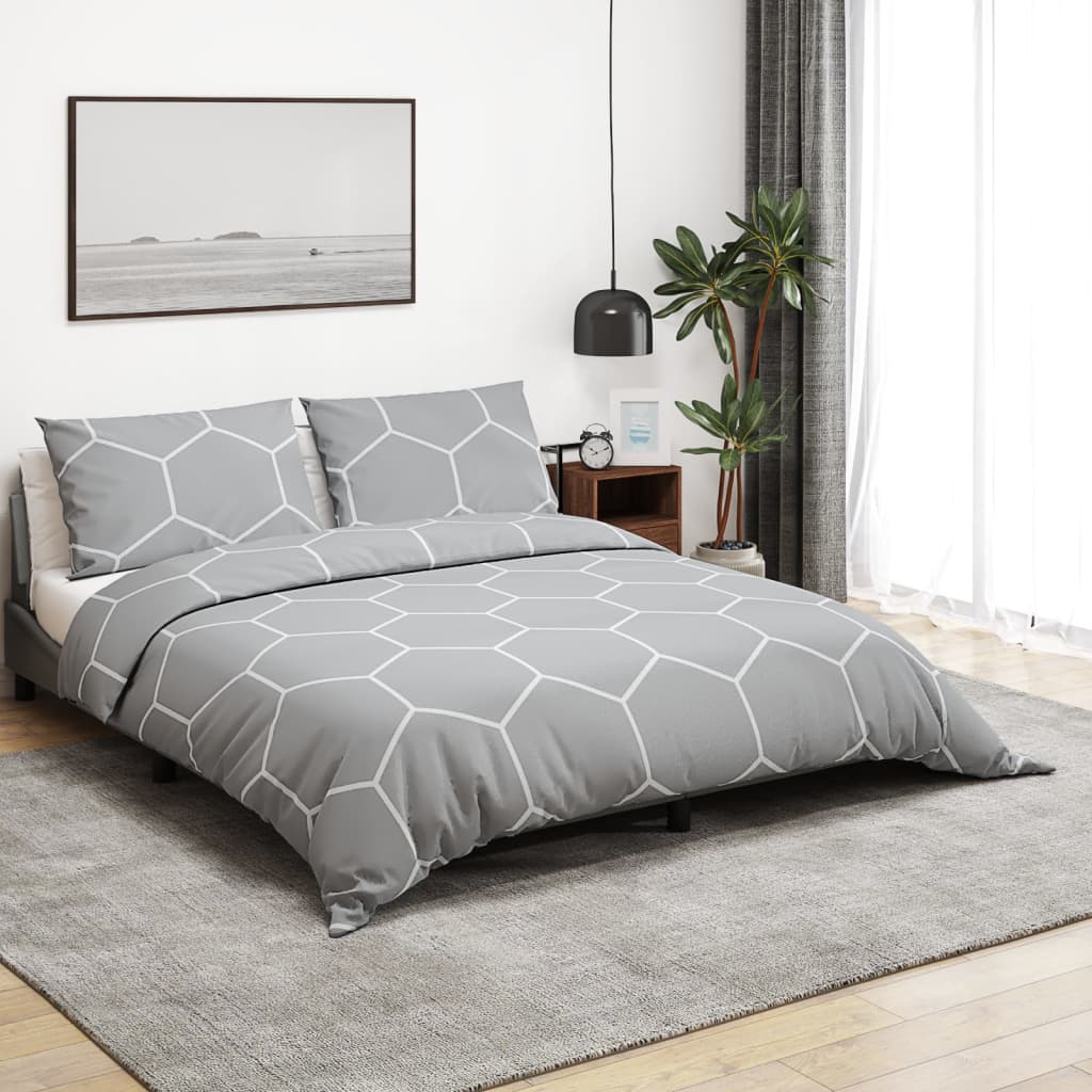 Duvet Cover Set Grey 260x240 cm Cotton - The Home Maker