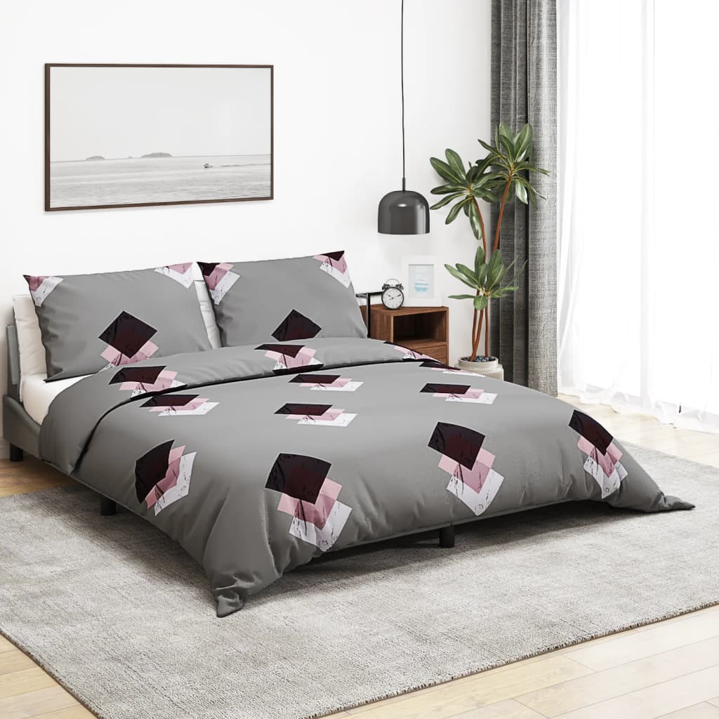 Duvet Cover Set Grey 135x200 cm Cotton - All Things Good
