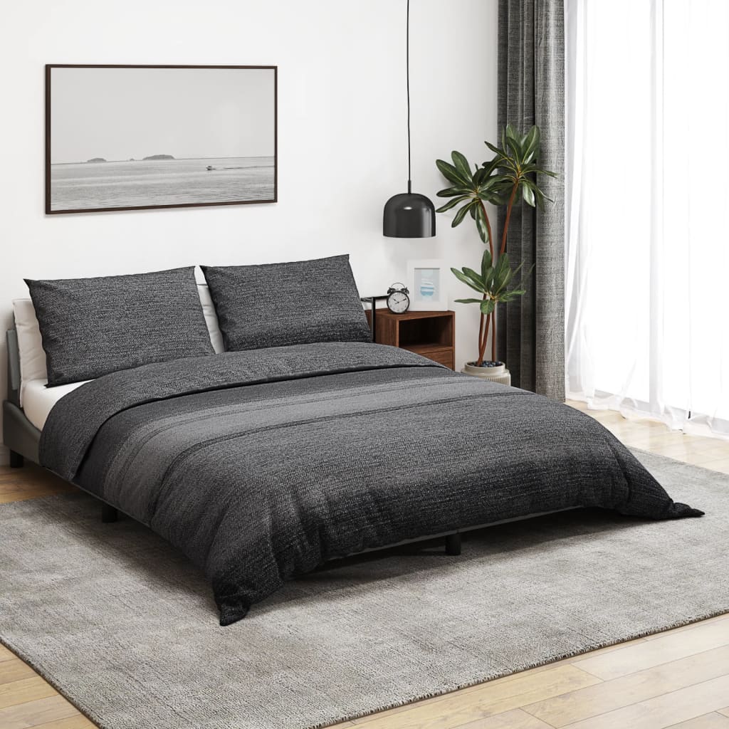Duvet Cover Set Dark Grey 200x200 cm Cotton - Merkel Designers