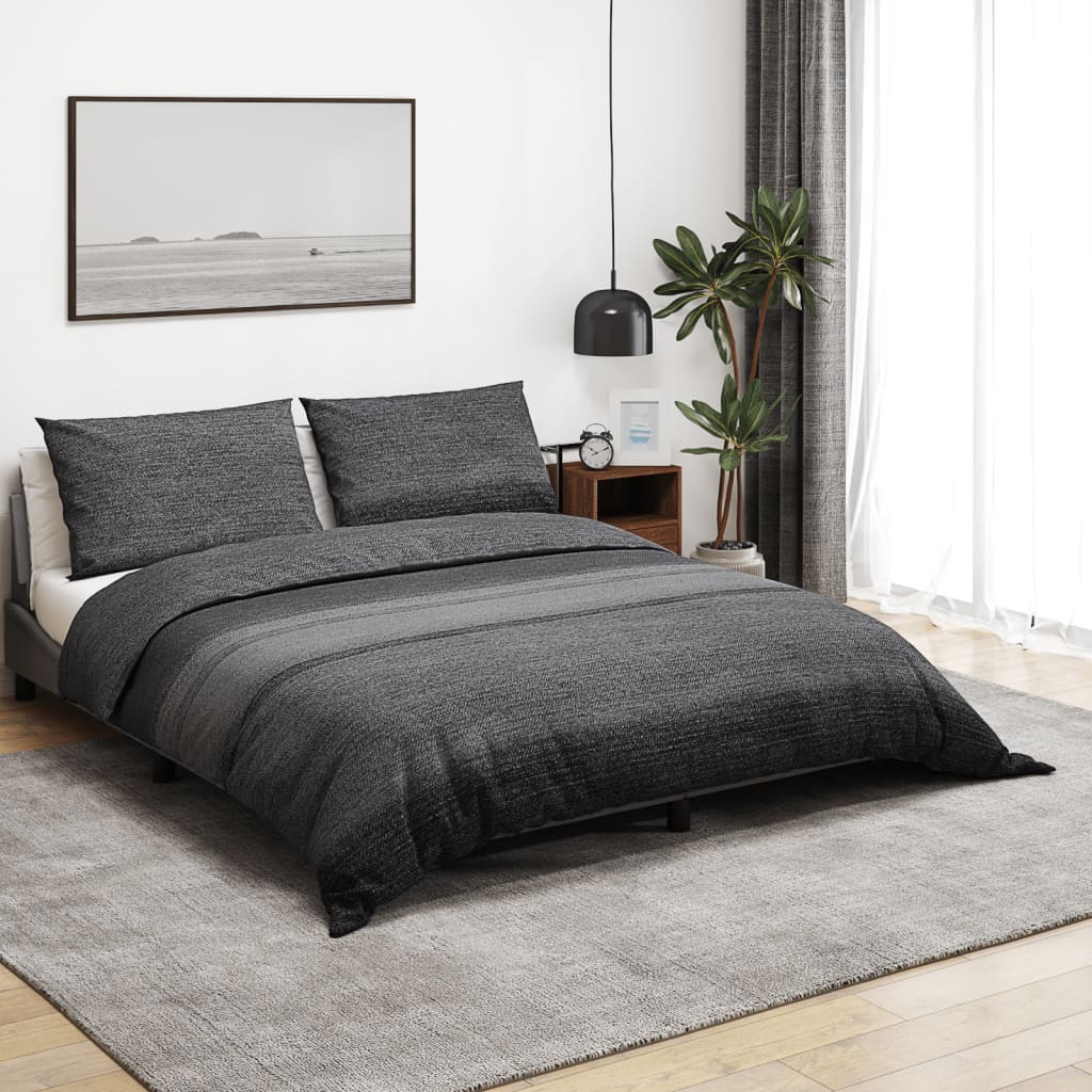 Duvet Cover Set Dark Grey 200x200 cm Cotton - All Things Good