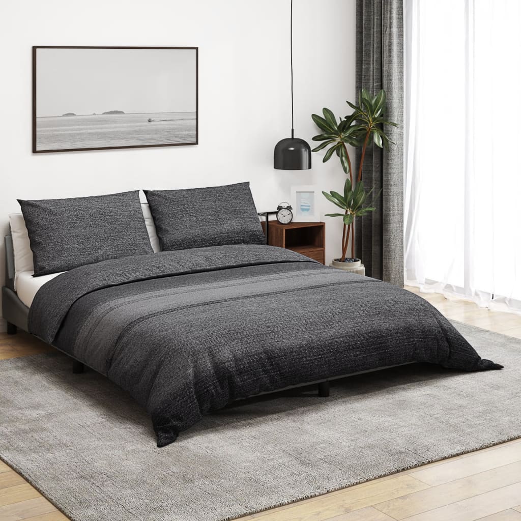 Duvet Cover Set Dark Grey 140x200 cm Cotton - All Things Good