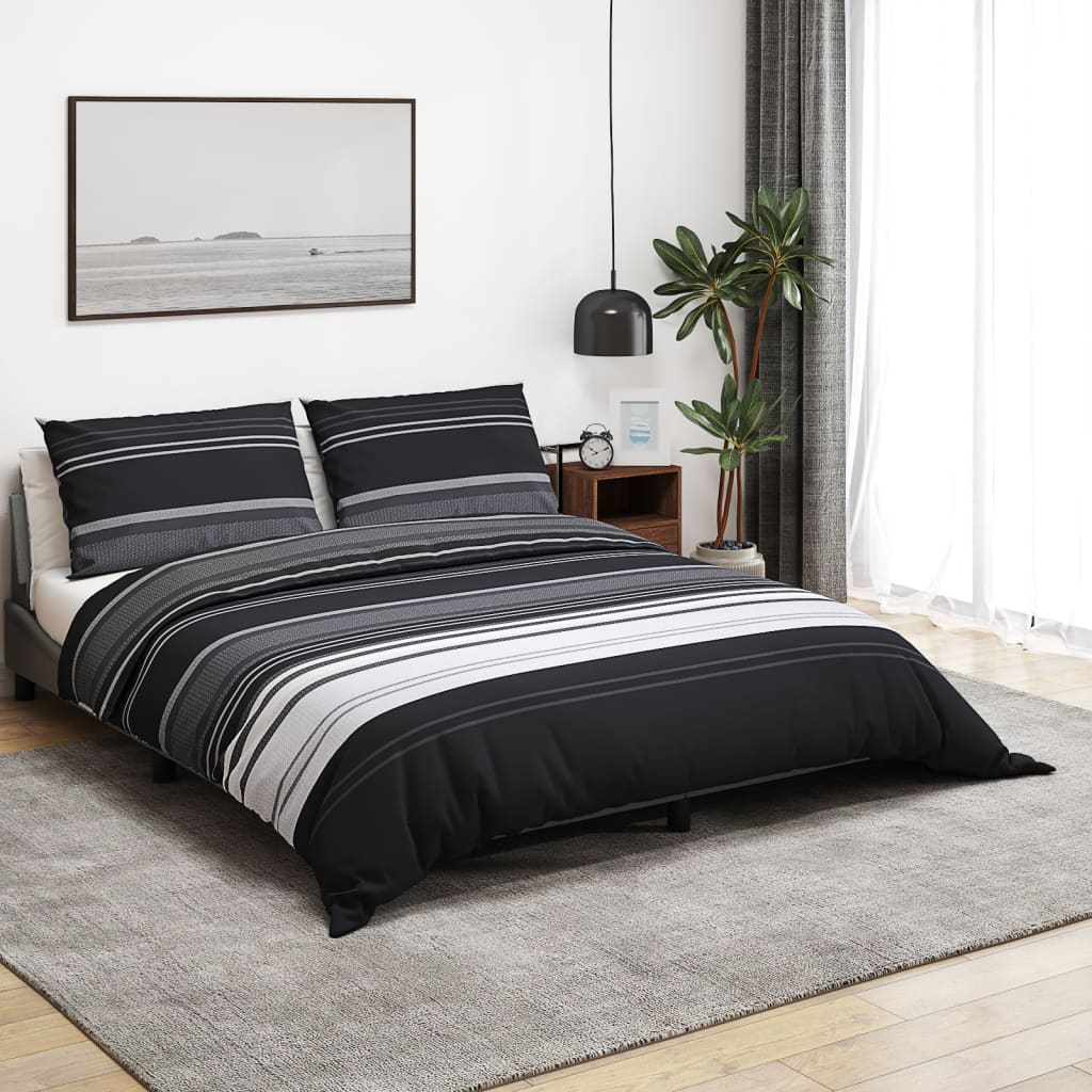 Duvet Cover Set Black and White 200x200 cm Cotton - Style and Chic