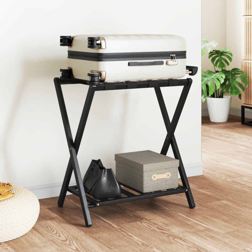 Luggage Rack Black 68x38x58 cm Bamboo - Sid & Sam