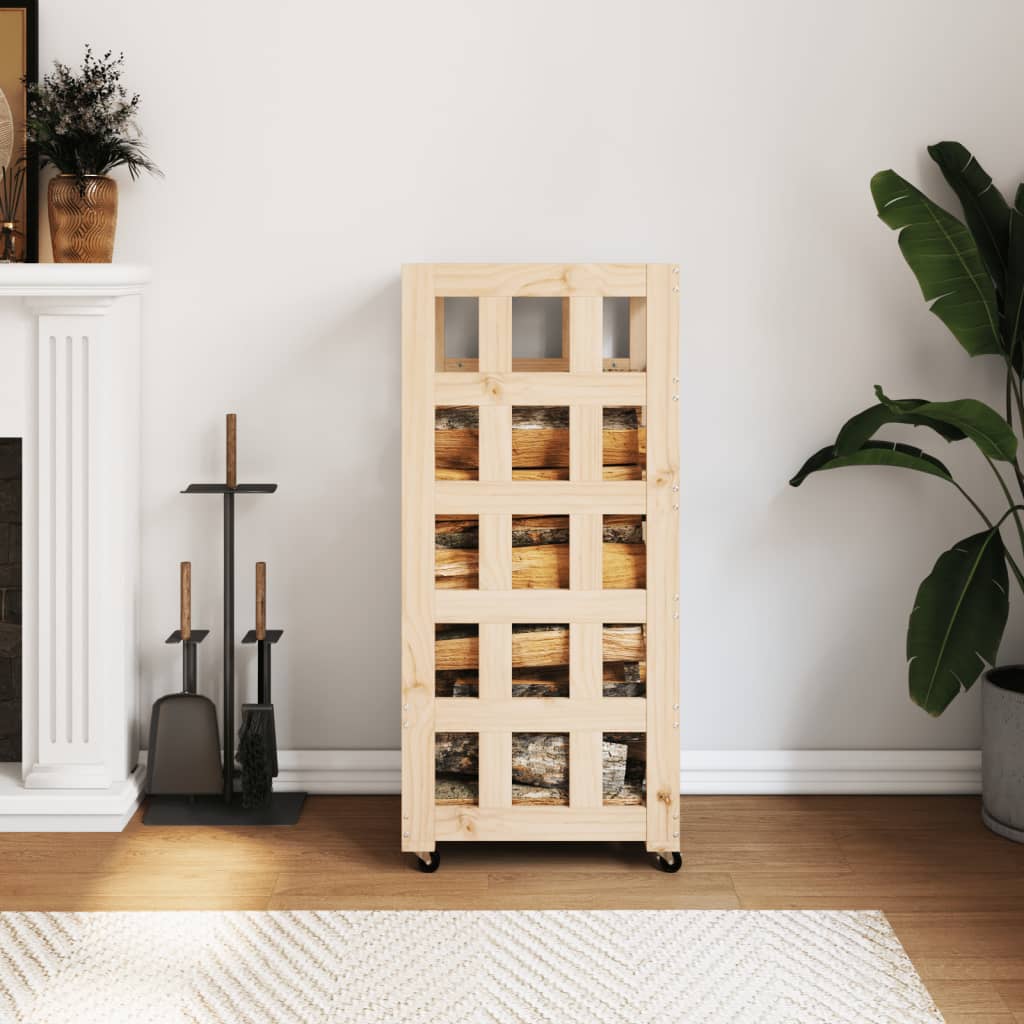 Log Holder with Wheels 40x49x110 cm Solid Wood Pine - Tyrell & Tyrell