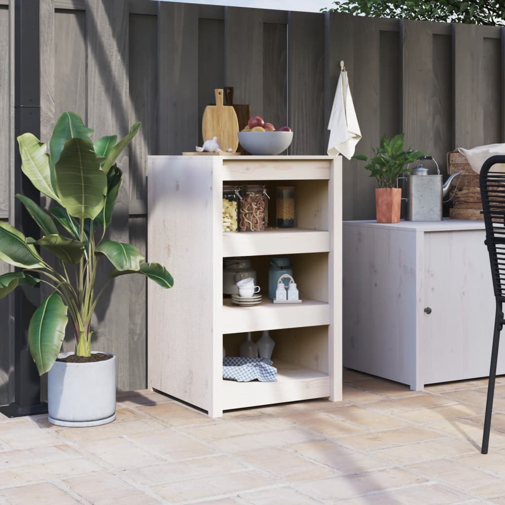 Outdoor Kitchen Cabinet White 55x55x92 cm Solid Wood Pine - Direct Imports