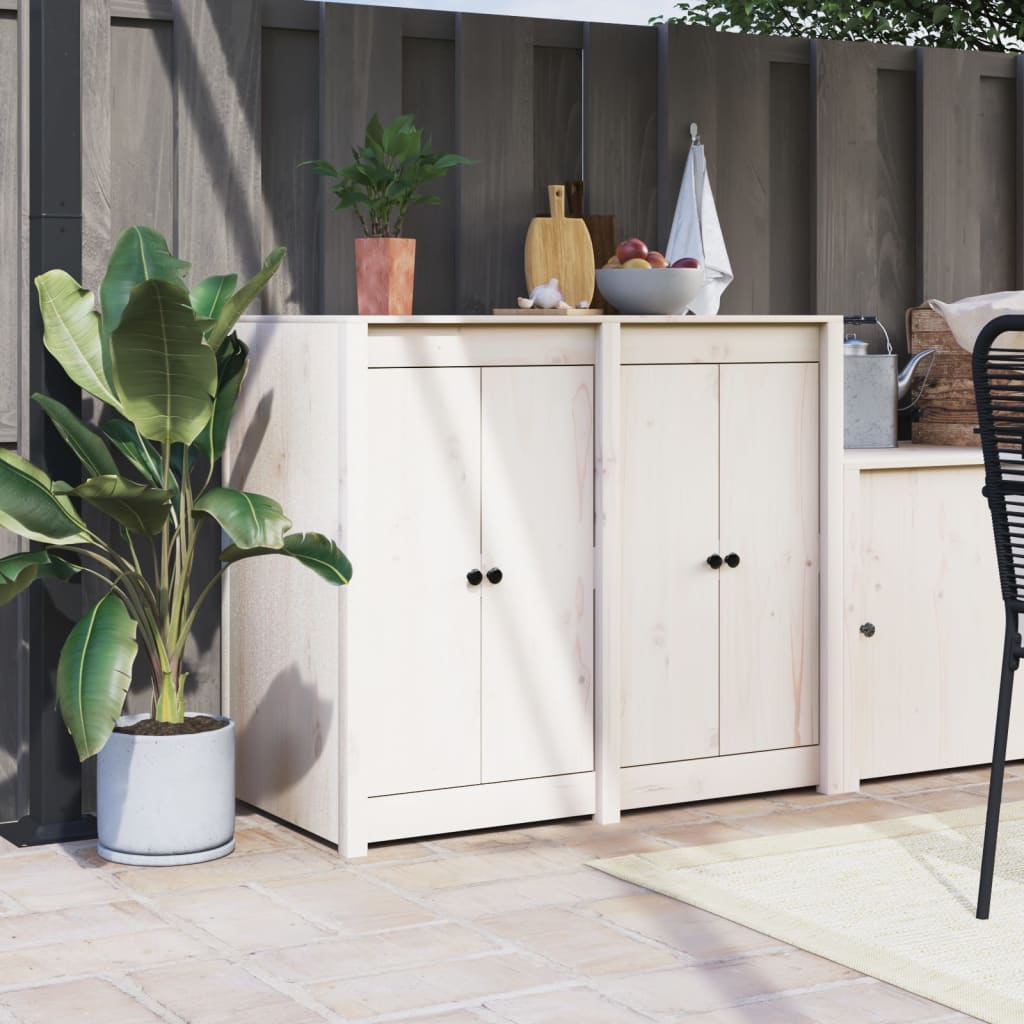 Outdoor Kitchen Doors 2 Pcs White 50x9x82cm Solid Wood Pine - Casper Homes