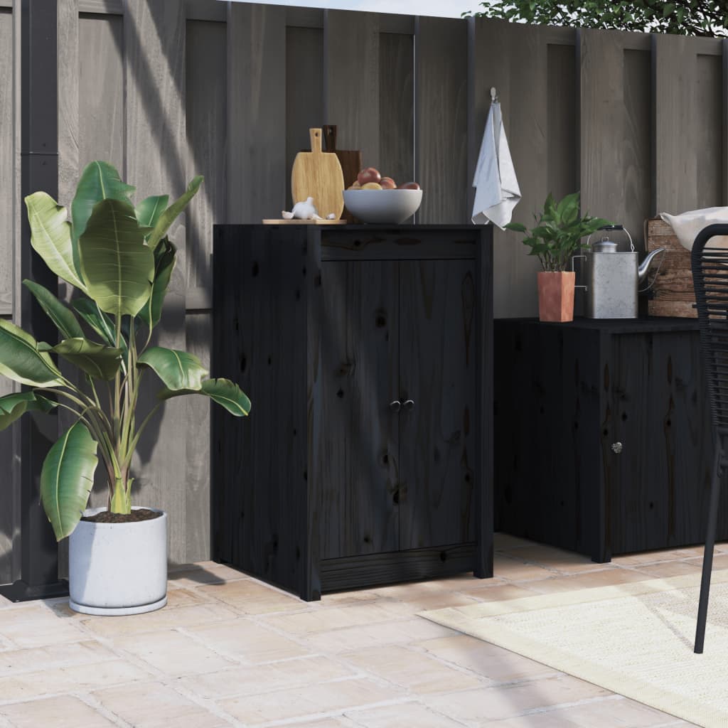 Outdoor Kitchen Doors Black 50x9x82cm Solid Wood Pine - Millennium Furniture