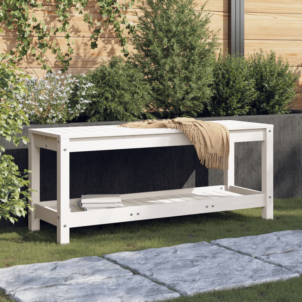 Garden Bench White 108x35x45 cm Solid Wood Pine - Discount Dealers