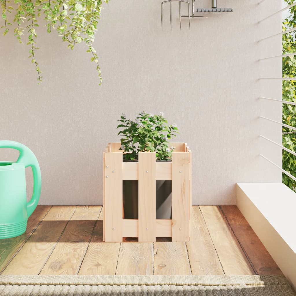 Garden Planter with Fence Design 30x30x30 cm Solid Wood Pine - Brittle & Co