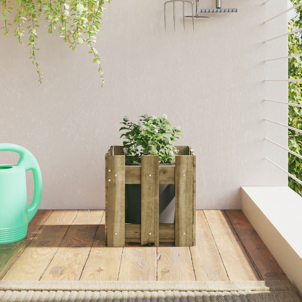 Garden Planter with Fence Design 30x30x30 cm Impregnated Wood Pine - All Things Good