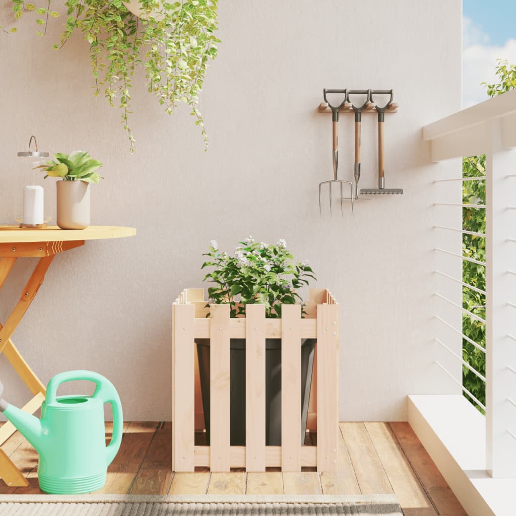 Garden Planter with Fence Design 50x50x50 cm Solid Wood Pine - Millennium Furniture