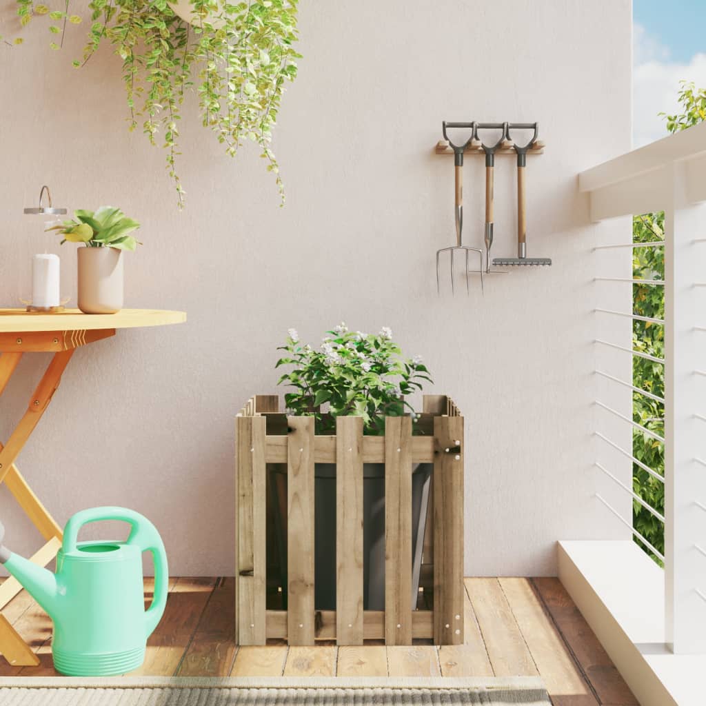 Garden Planter with Fence Design 50x50x50 cm Impregnated Wood Pine - Tyrell & Tyrell