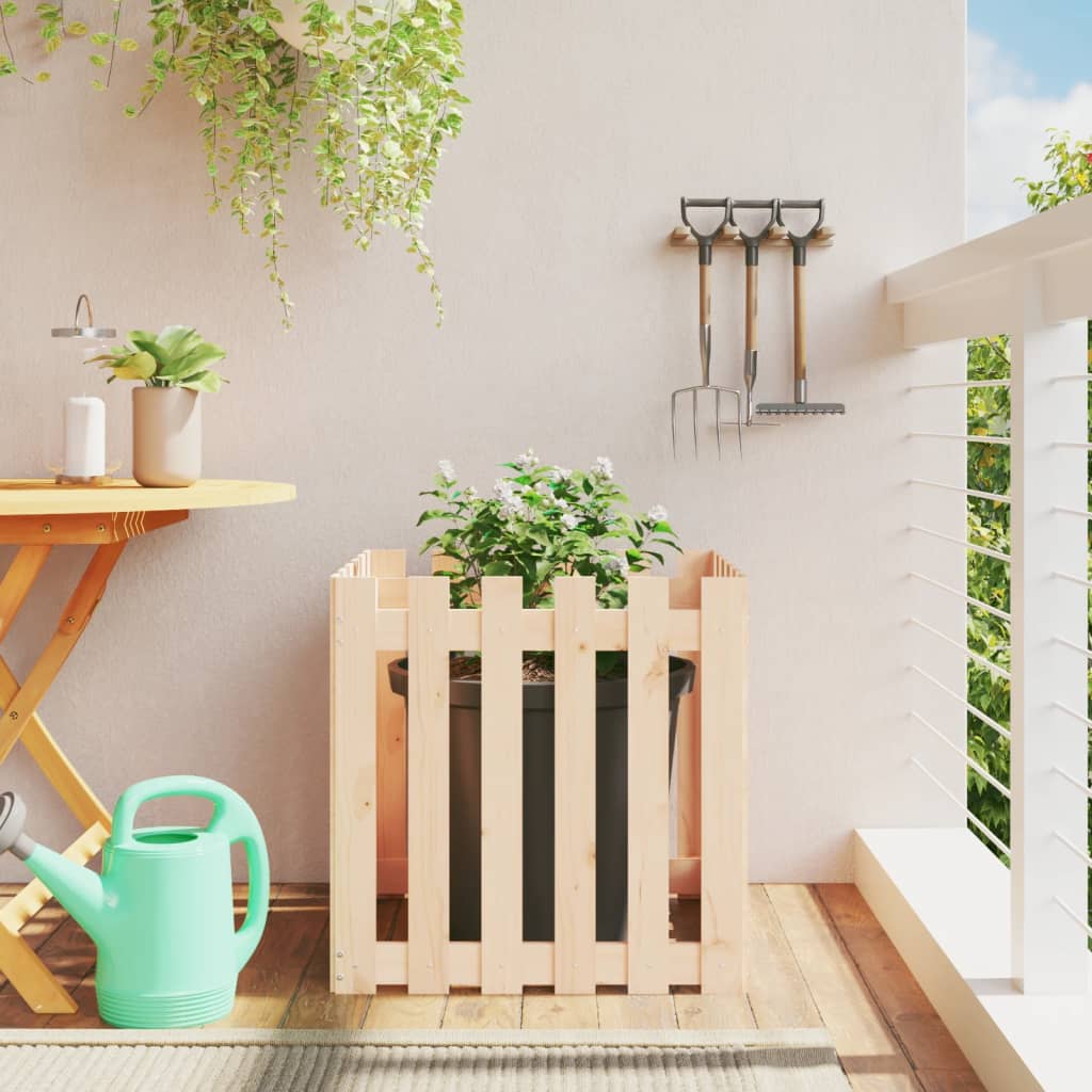 Garden Planter with Fence Design 60x60x60 cm Solid Wood Pine - Sid & Sam