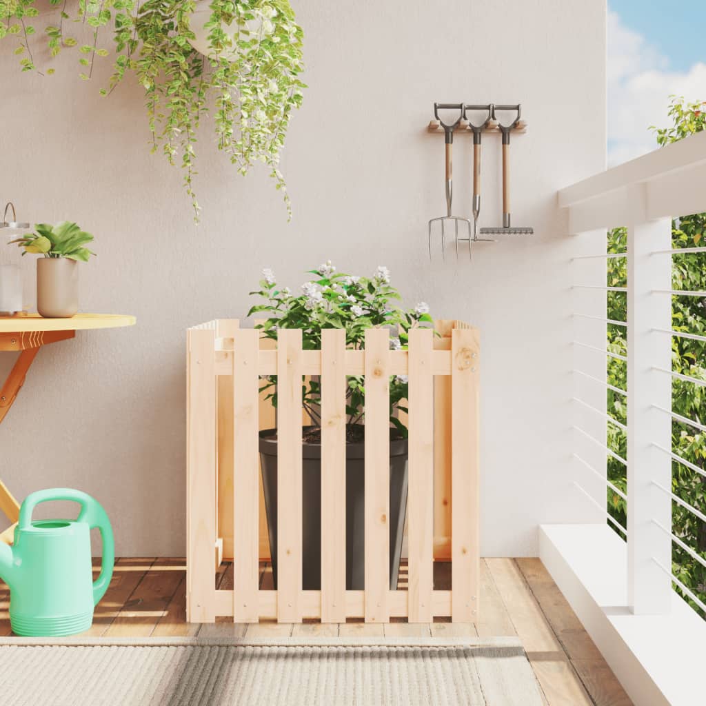 Garden Planter with Fence Design 70x70x70 cm Solid Wood Pine - Sid & Sam