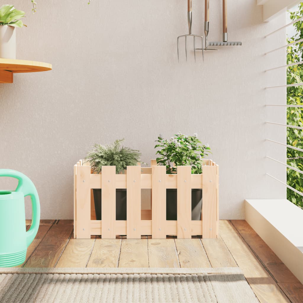 Garden Planter with Fence Design 60x30x30 cm Solid Wood Pine - Millennium Furniture