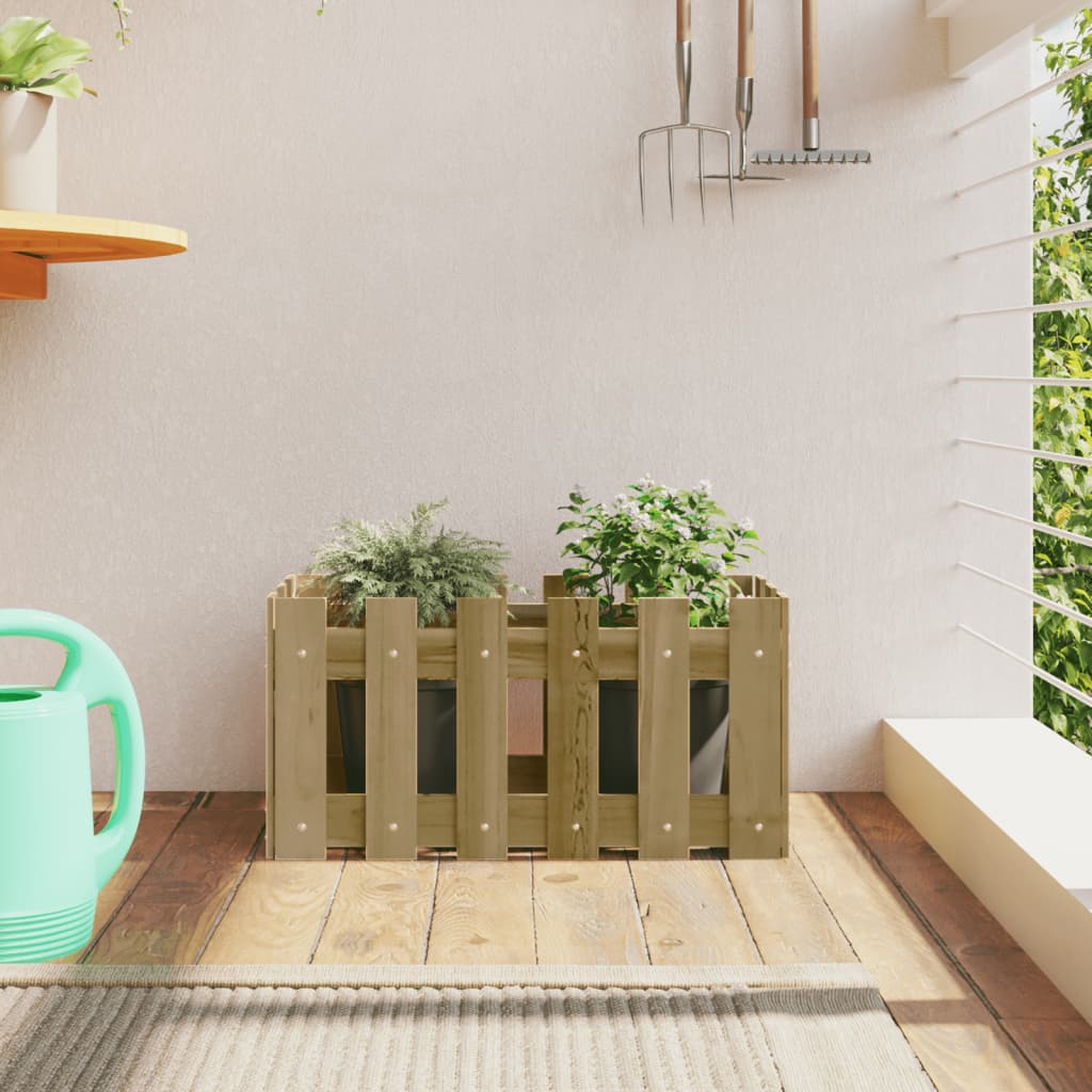 Garden Planter with Fence Design 60x30x30 cm Impregnated Wood Pine - Millennium Furniture