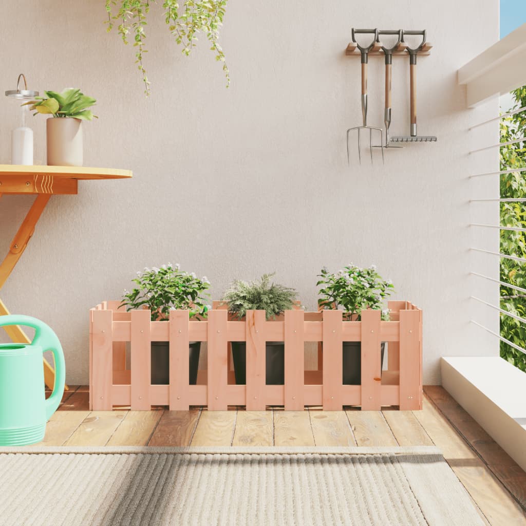 Garden Raised Bed with Fence Design 100x30x30 cm Solid Wood Douglas - Tyrell & Tyrell