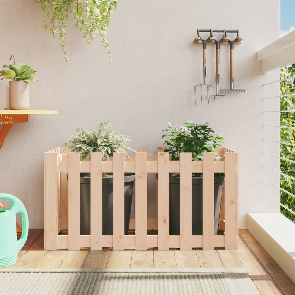 Garden Raised Bed with Fence Design 100x50x50 cm Solid Wood Pine - Tyrell & Tyrell