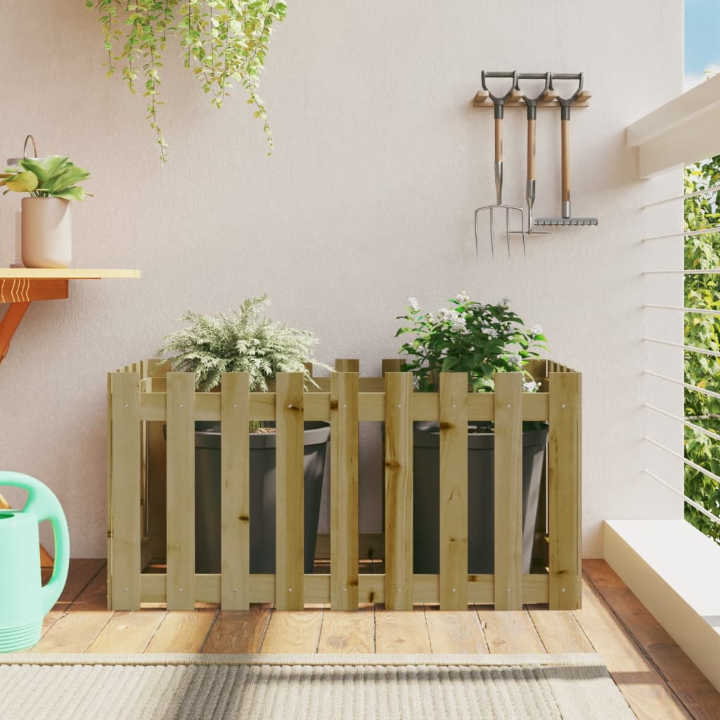 Garden Raised Bed with Fence Design 100x50x50 cm Impregnated Wood Pine - Sid & Sam