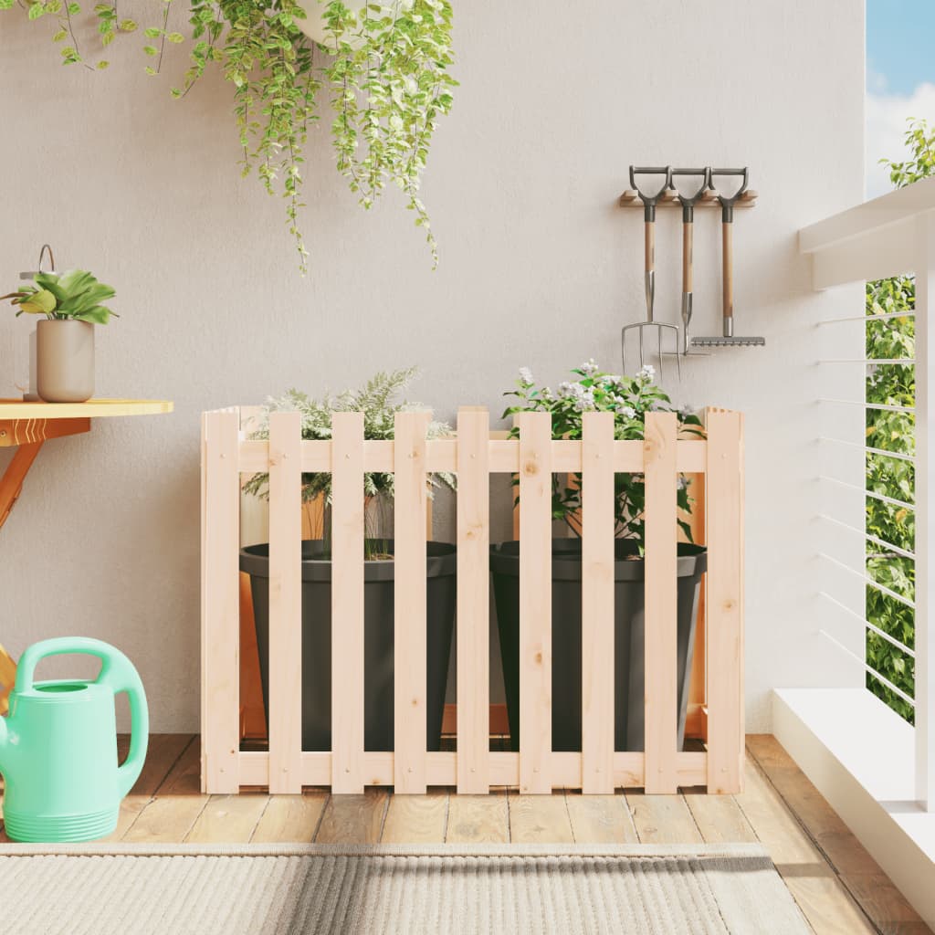 Garden Raised Bed with Fence Design 100x50x70 cm Solid Wood Pine - Tyrell & Tyrell