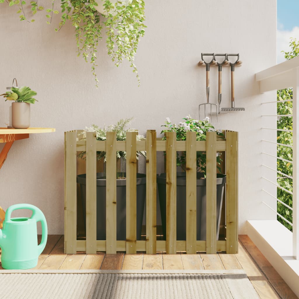 Garden Raised Bed with Fence Design 100x50x70 cm Impregnated Wood Pine - Millennium Furniture