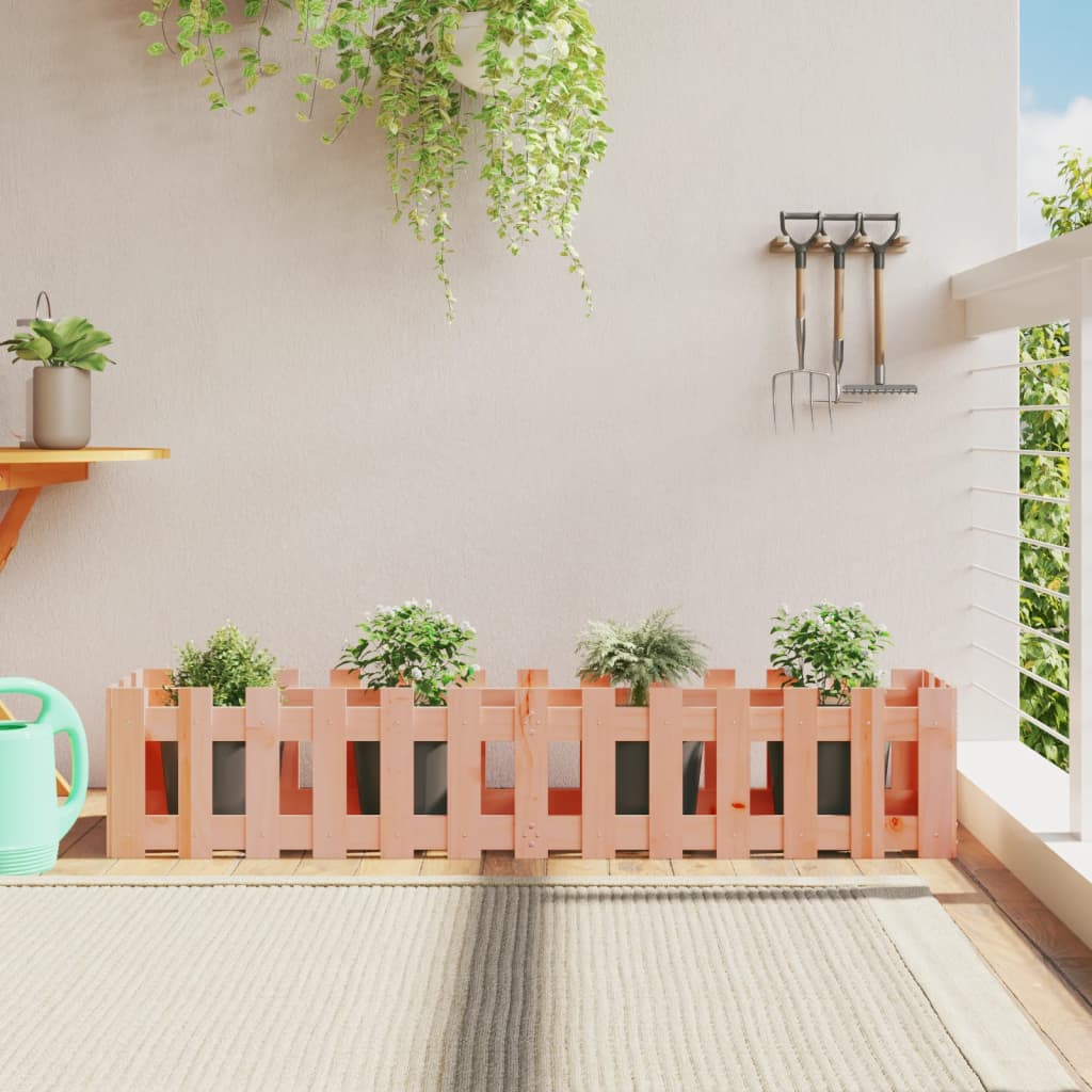 Garden Raised Bed with Fence Design 150x30x30 cm Solid Wood Douglas - Millennium Furniture