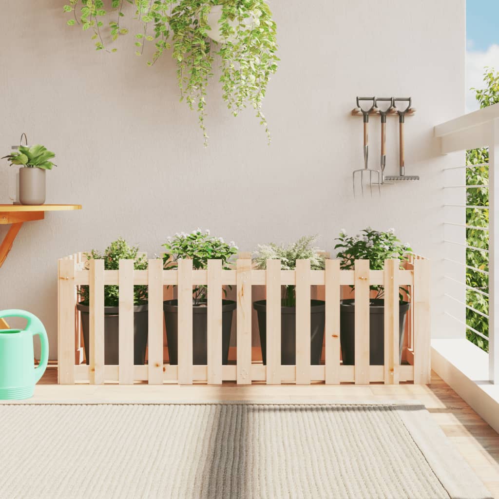 Garden Raised Bed with Fence Design 150x50x50 cm Solid Wood Pine - Millennium Furniture