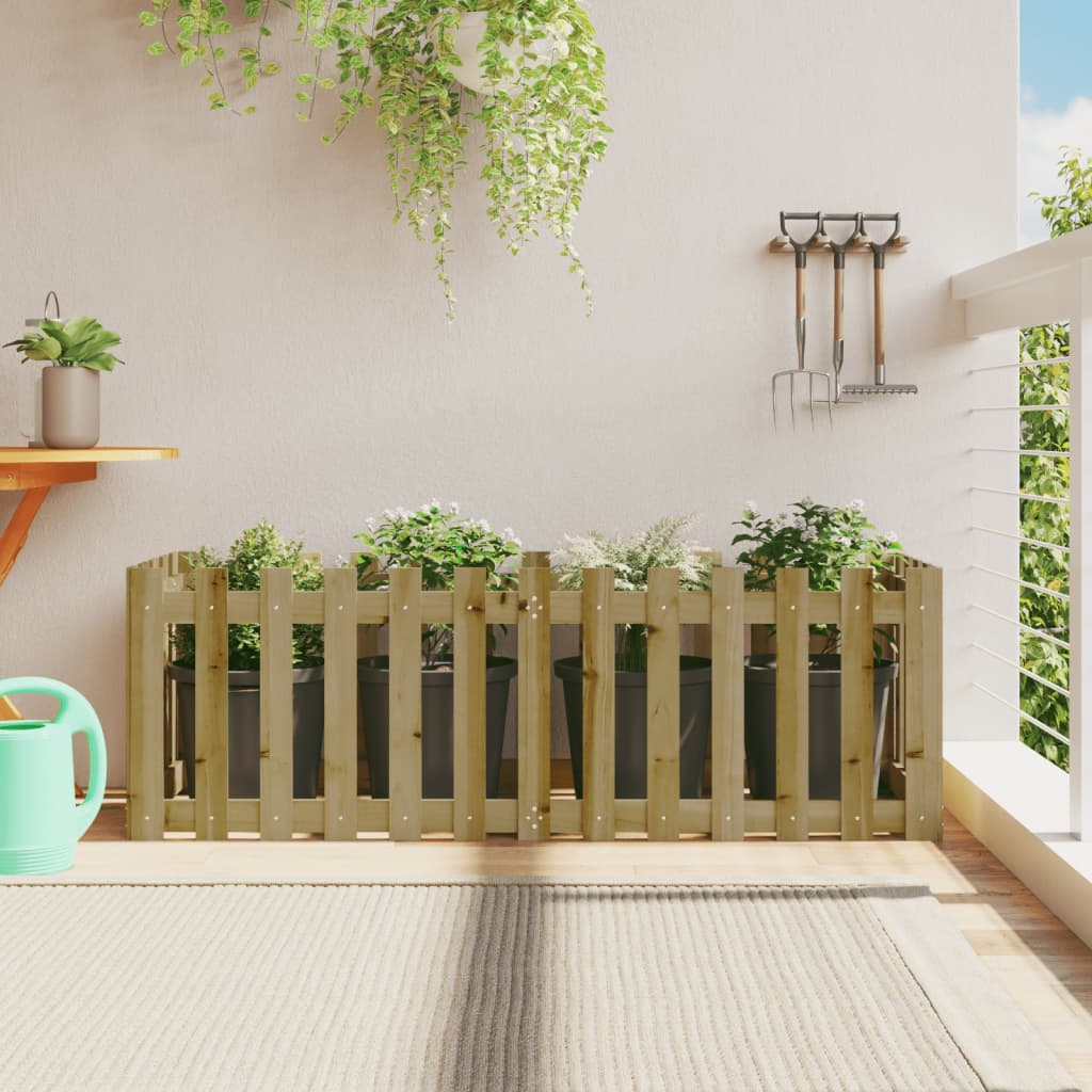 Garden Raised Bed with Fence Design 150x50x50 cm Impregnated Wood Pine - Tyrell & Tyrell