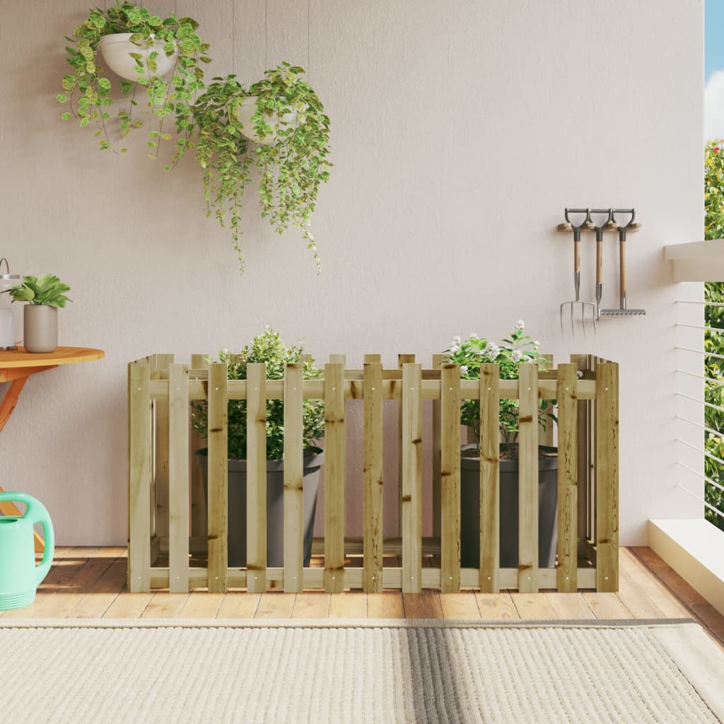 Garden Raised Bed with Fence Design 150x50x70 cm Impregnated Wood Pine - All Things Good