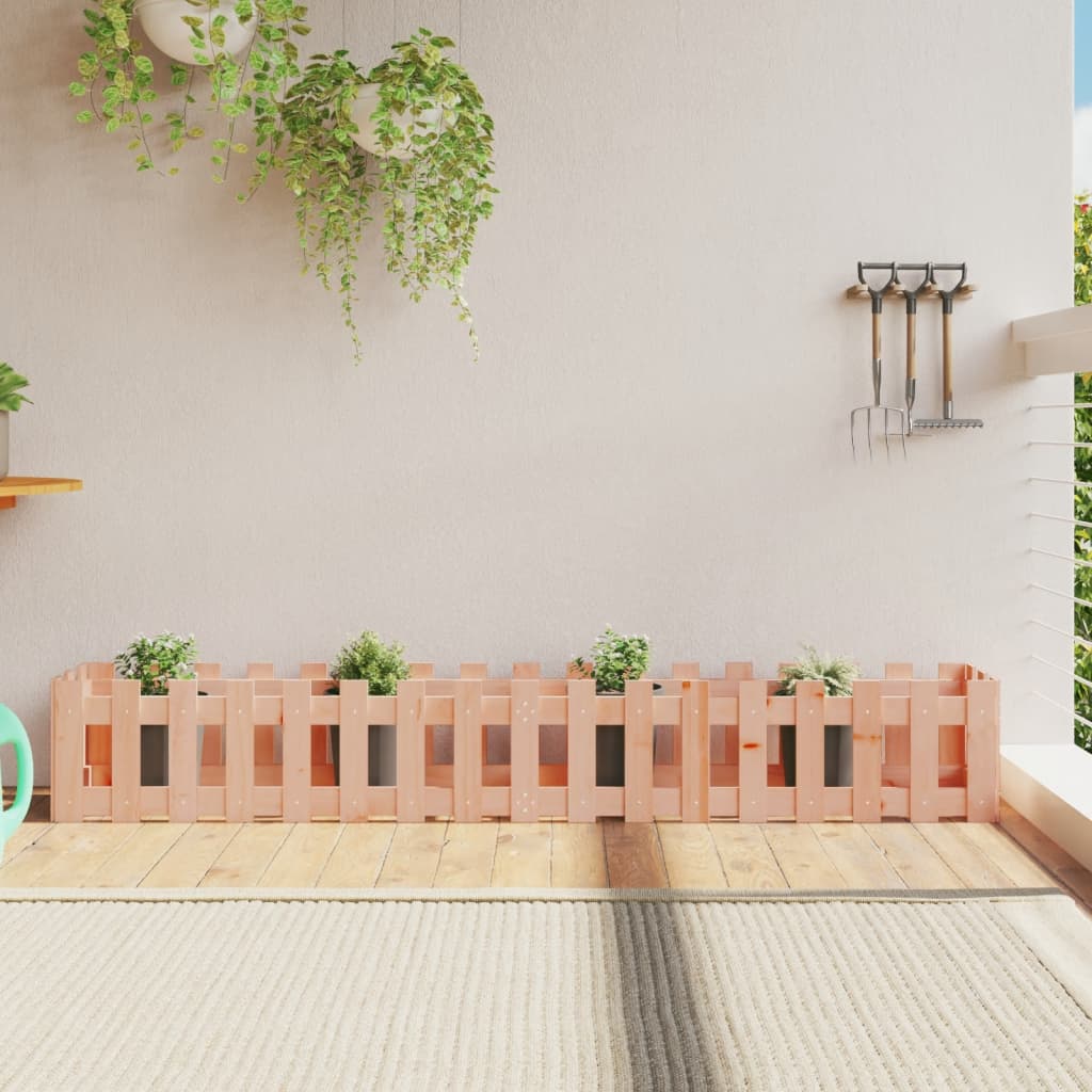 Garden Raised Bed with Fence Design 200x30x30 cm Solid Wood Douglas - Tyrell & Tyrell