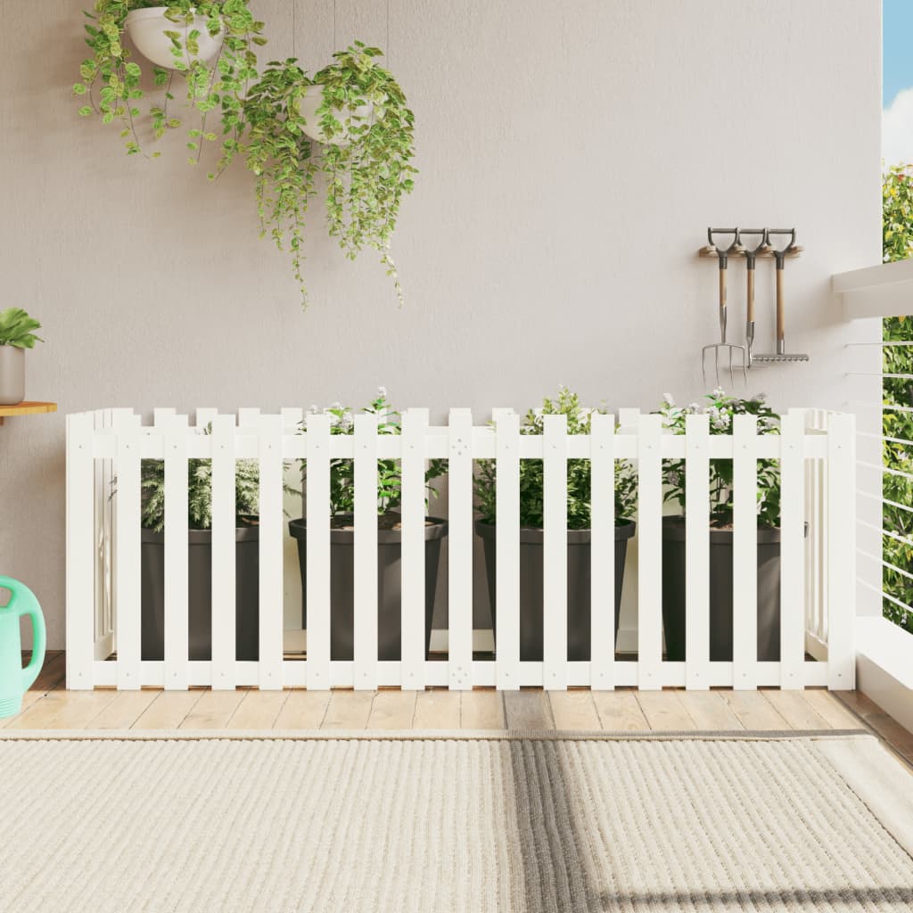 Garden Raised Bed with Fence Design White 200x50x70 cm Solid Wood Pine - Tyrell & Tyrell