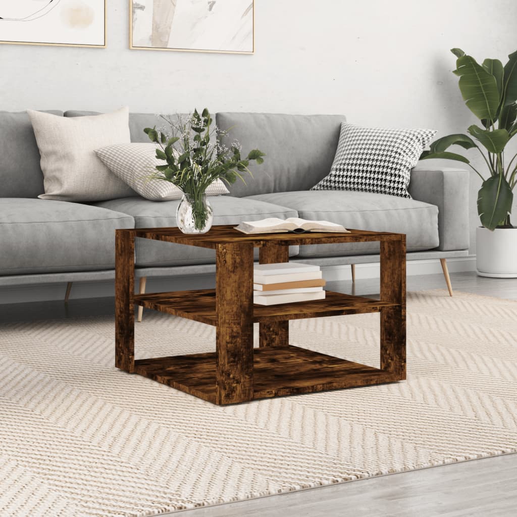 Coffee Table Smoked Oak 59.5x59.5x40 cm Engineered Wood - Merlin Deals