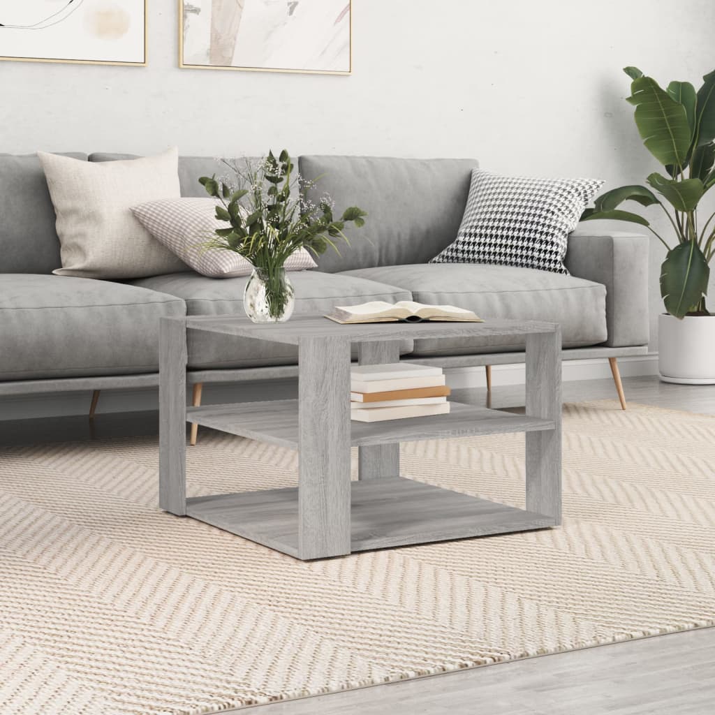 Coffee Table Grey Sonoma 59.5x59.5x40 cm Engineered Wood - Brittle & Co