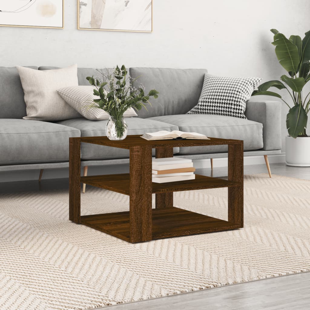 Coffee Table Brown Oak 59.5x59.5x40 cm Engineered Wood - Design Hut