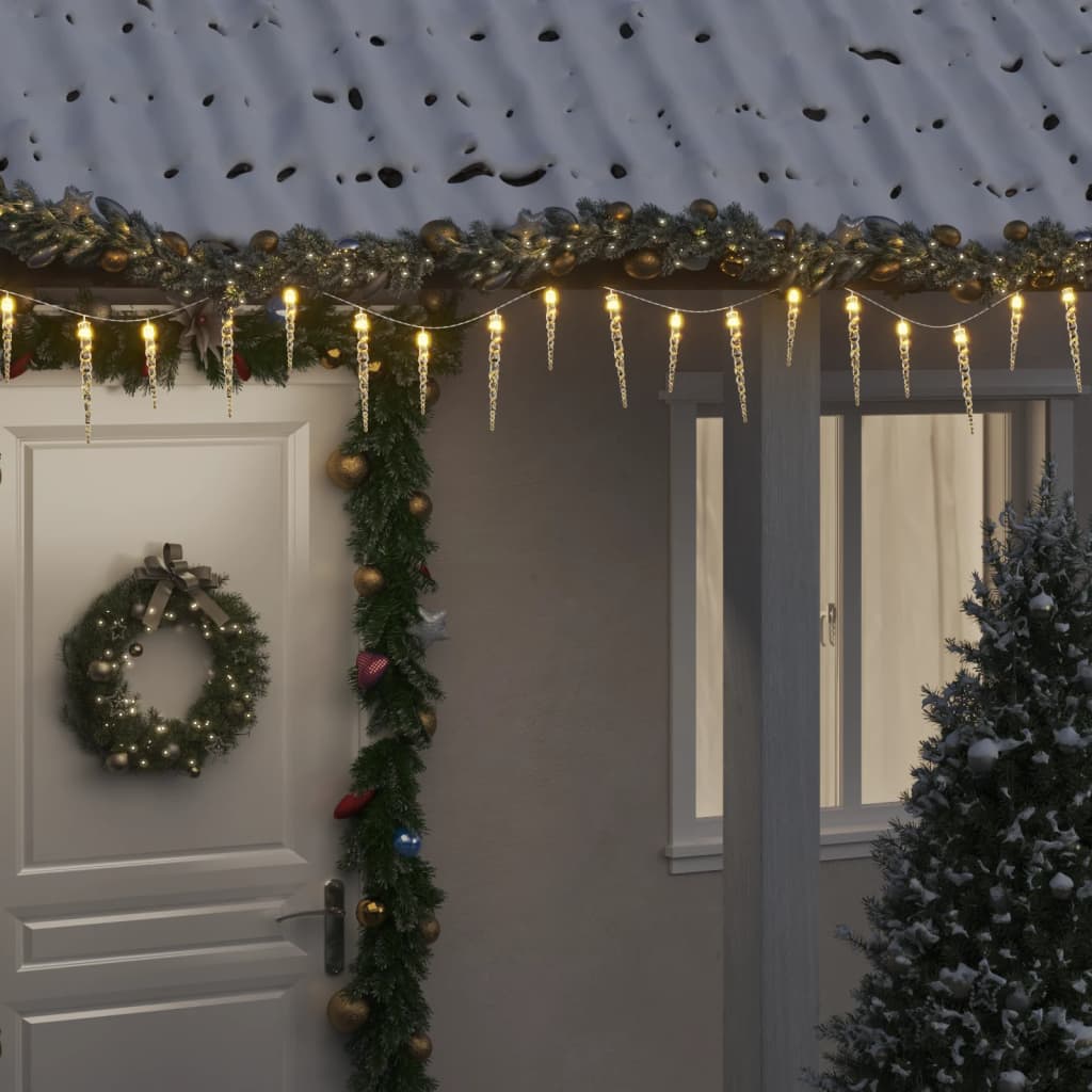SNOVERI Christmas Icicle Light 100 LEDs Warm White 10 m Acrylic PVC - The Home Maker