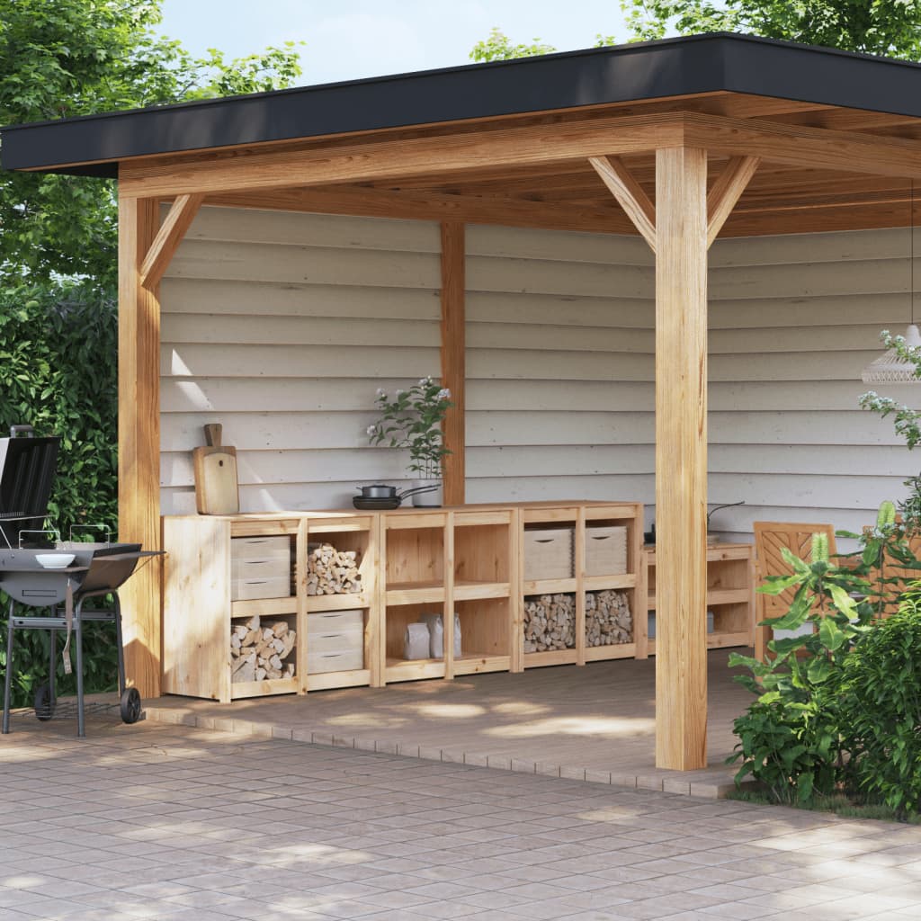 Outdoor Kitchen Cabinets 3 pcs Solid Wood Pine - Discount Dealers