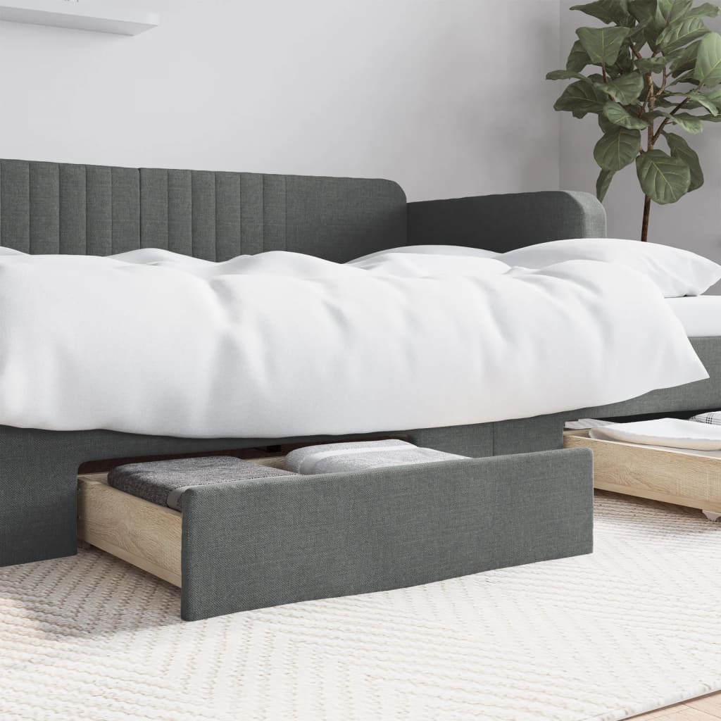 Bed Storage Drawers 2 pcs Dark Grey Engineered Wood and Fabric - Discount Dealers