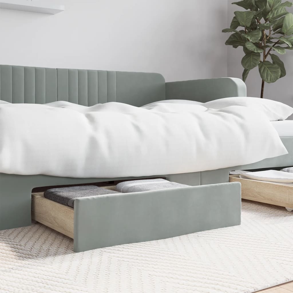 Bed Storage Drawers 2 pcs Light Grey Engineered Wood and Velvet - Sid & Sam