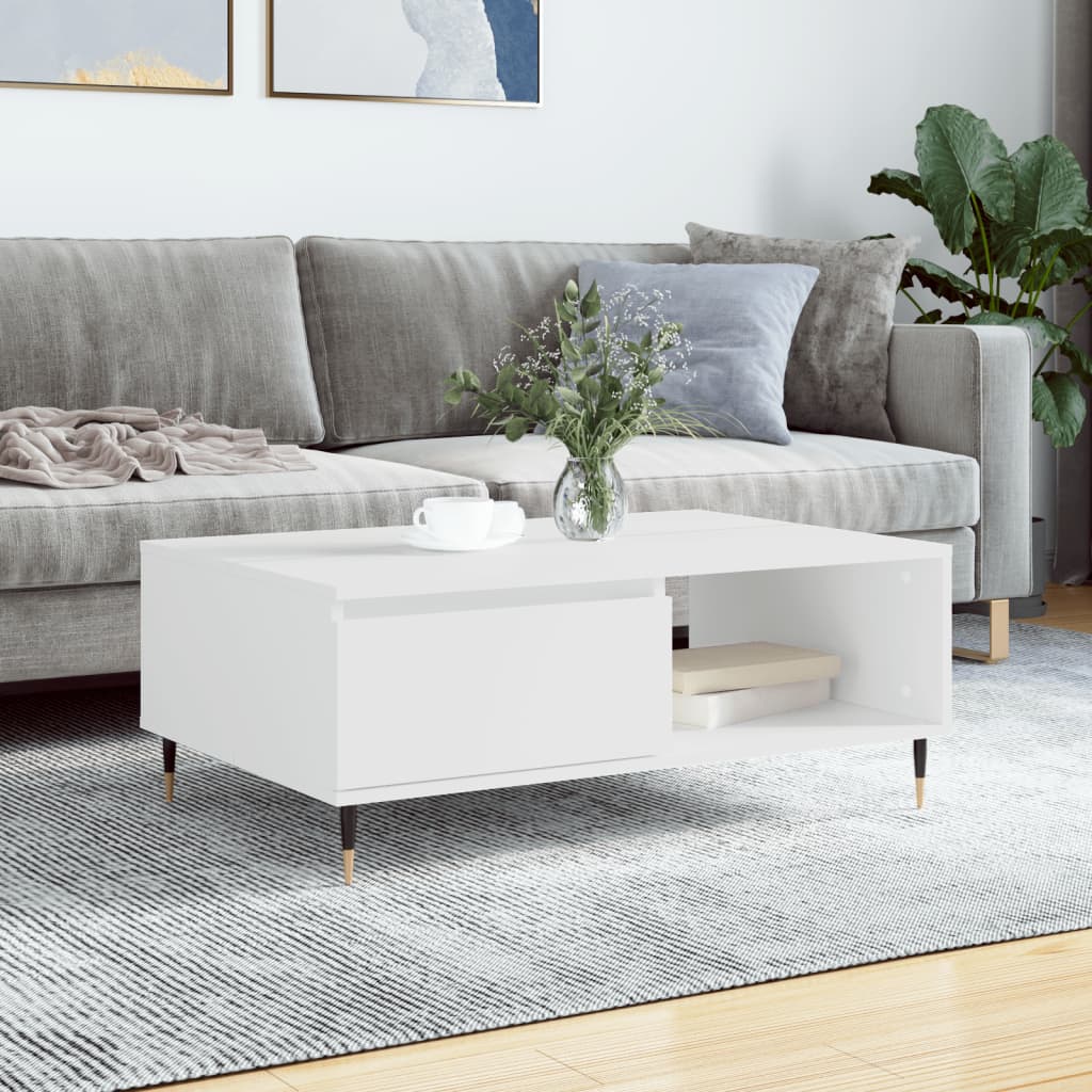 Coffee Table White 90x60x35 cm Engineered Wood - Sid & Sam