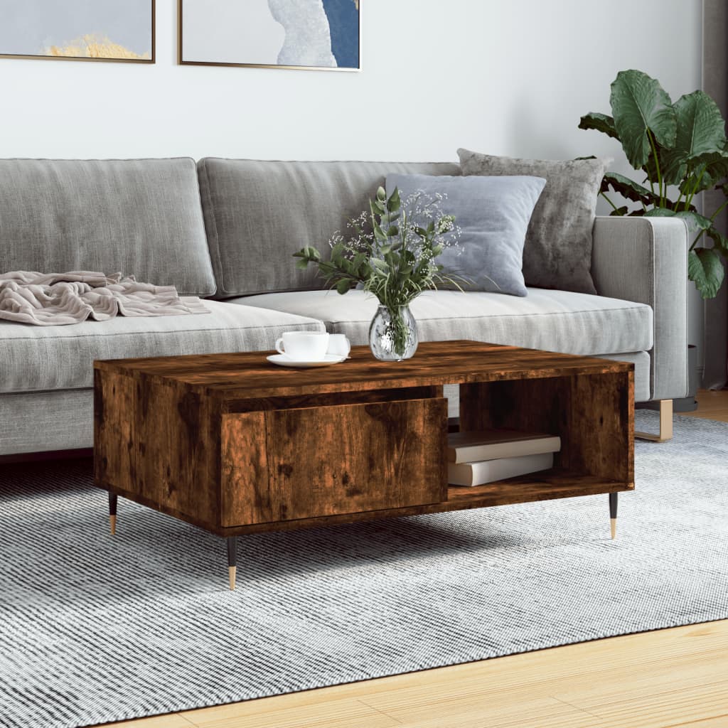 Coffee Table Smoked Oak 90x60x35 cm Engineered Wood - Tyrell & Tyrell